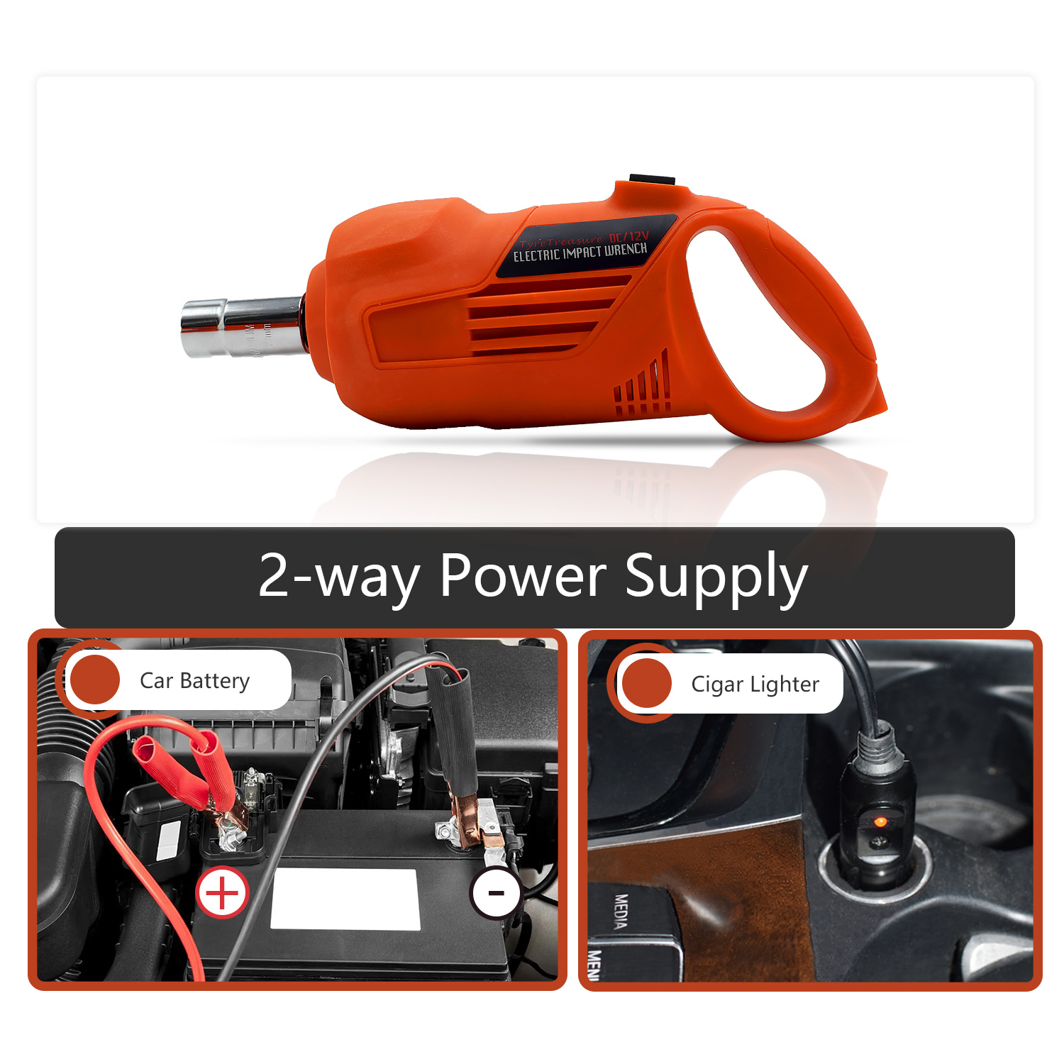 480N.m 1/2" High Strength Motor DC12V Electric Impact Wrench with 4 Sleeve sizes 17/19/21/23cm